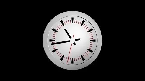 Analog clock animation with ticking hands on black background Stock Footage 306457018