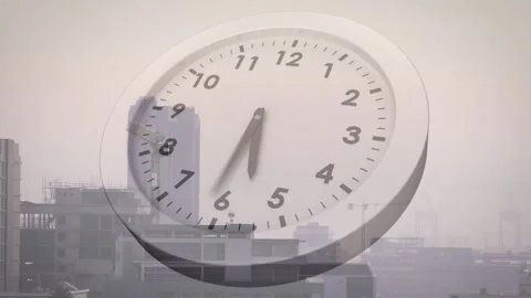 Analog clock appearing first frame, hands moving with blur, showing sped-up time Stock Footage 329453963