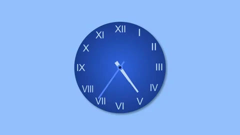 Analog clock counting down simple minimalist clock animation on a blue back.. Stock Footage 304394785