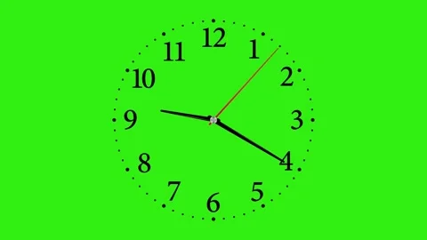 Analog Clock Face On Green Screen Chroma Key, Time Lapse Close Up Stock Footage 336598102