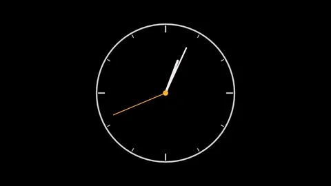 Analog clock face sweeping on black background overlay 4K Видео 337062518