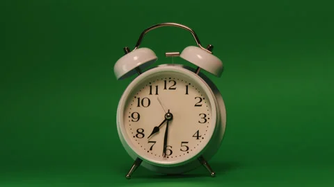 Analog clock goes on a green screen, timelapse, fast passage of time. Stock Footage 208019281