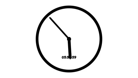Analog clock icon animation 24h with digital number in above 스톡 동영상 306725792