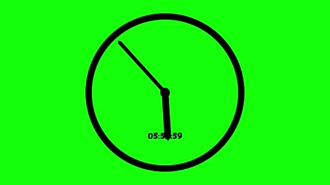 Analog clock icon animation 24h with digital number in above, analog clock in gr 스톡 동영상 306728040