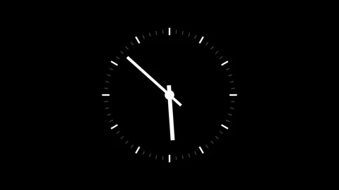 Analog clock icon animation against a black background Stock Footage 310220206