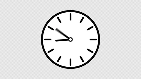 Analog Clock Icon Animation Loop with Transparency Vidéo 347989973