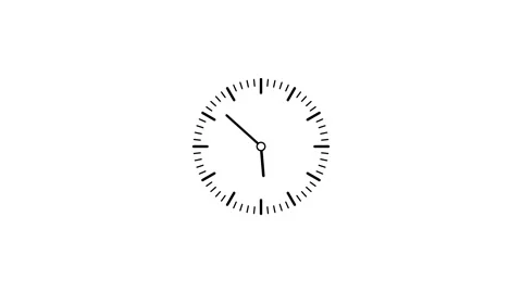 Analog Clock Icon Animation on White Background Stock Footage 308139153