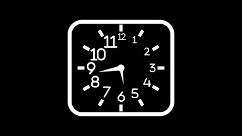 Analog clock icon clean simple design and bold numbers animation Stock Footage 337180928