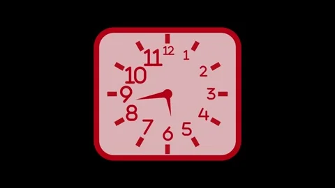 Analog clock icon clean simple design and bold numbers animation Stock Footage 337180931