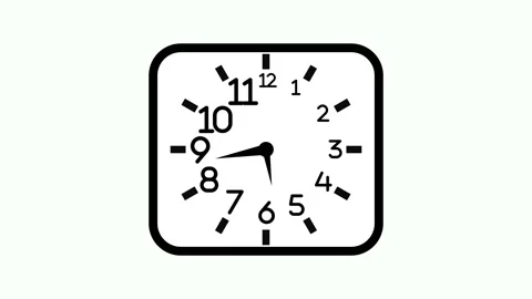 Analog clock icon clean simple design and bold numbers animation Stock Footage 337180942