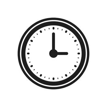 Analog clock icon in flat style. Circle watch vector illustration on isolat.. Illustrazione stock