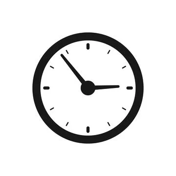 Analog clock icon in flat style. Circle watch vector illustration on isolat.. Illustrazione stock