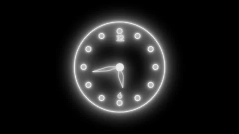 Analog clock isolated animation neon glowing on a black background Stock-Footage 315000221