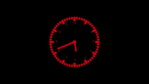 Analog clock isolated with dotted numbers and hands animation Vidéo 336884902