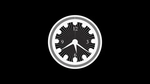 Analog clock isolated showing a close-up view of the dial and hands animation Stock Footage 336886654