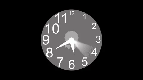 Analog clock isolated showing the idea of time passing and urgency animation Stock Footage 336885867