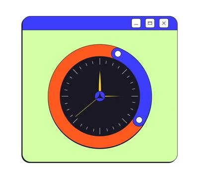 Analog clock neo brutalism pop-up UI window Stock Illustration
