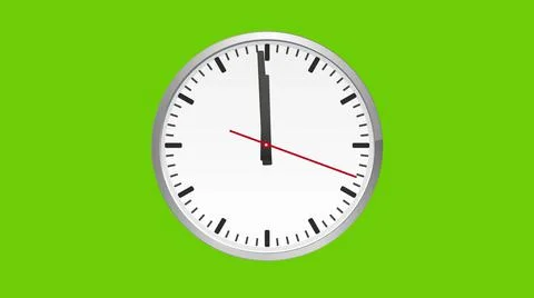 Analog clock, one minute to twelve hours, on green screen. 3d rendering イラスト素材