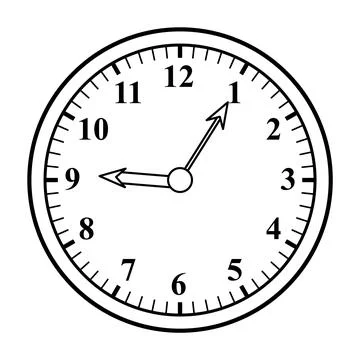 Analog Clock Outline Vector Illustration Stock Illustration
