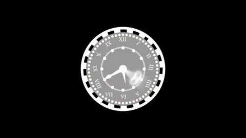Analog clock with roman numerals and blurred hands isolated and simple anim.. Stock Footage 336886317