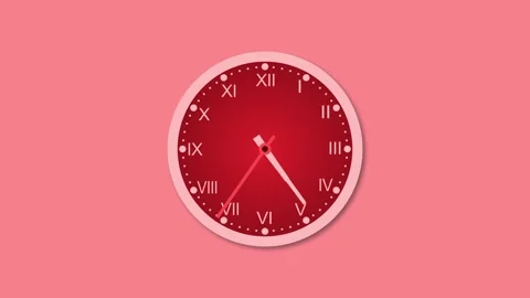 Analog clock with Roman numerals animation, Minimal simple clock animation Stock Footage 304394693