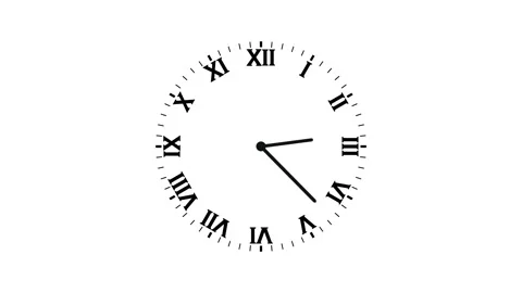Analog clock with roman numerals. Clock face roman numeral. Stock Footage 345895649