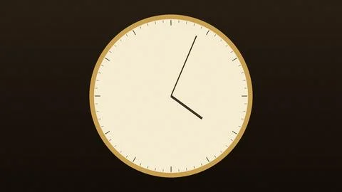 Analog clock showing time on dark background with golden frame Stock Illustration