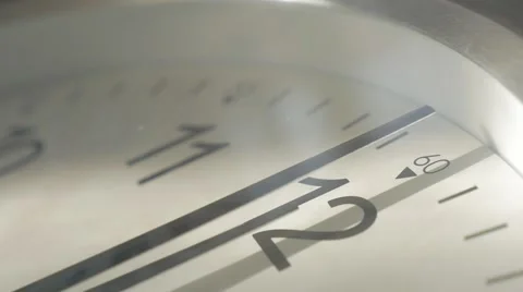 Analog clock slow motion needles moving 1920X1080 close-up HD footage - Time Stock Footage