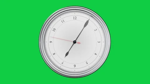 Analog clock starting, sweeping red second, moving black hands, showing elapsed Stock Footage 337506434