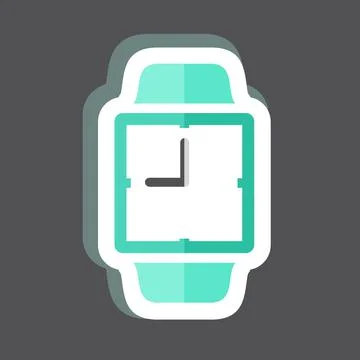 Analog Clock Sticker in trendy isolated on black background Stock Illustration