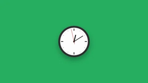 Analog Clock Ticking Forward on Green Screen Background Seamless Loop Vídeo Stock 346243663