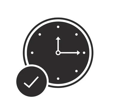 Analog Clock On Time Flat Icon Vector Illustration Stock Illustration