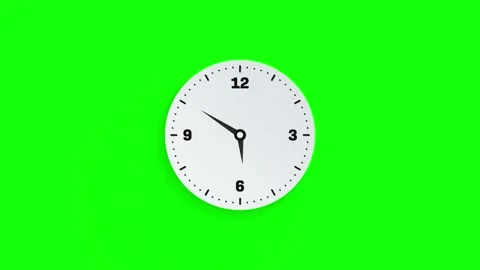 Analog Clock Time Lapse Animation, 12 Hour Looping Clock on Green Screen Stock-Footage 317419108