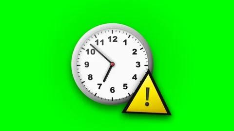 Analog Clock Time Lapse with a Warning Sign on Green Screen. Stock Footage 333155626