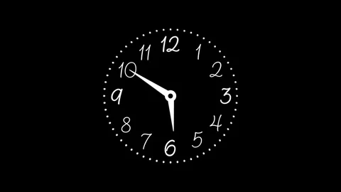 Analog Clock Timelapse Animation 12 Hour Loop Dark Background Stock Footage 332627139