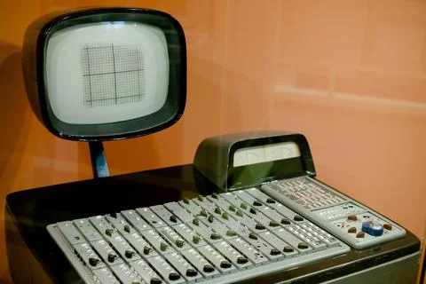 Analog computing machine. Retro computer. Stock Photos