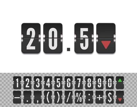 Analog countdown font. Flip numbers font for time counter information page Stock Illustration