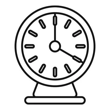 Analog desk clock showing time icon drawing Stock Illustration