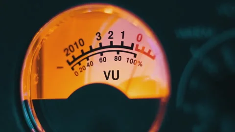 Analog Dial Indicator of Audio Signal Level Stock Footage 252758346
