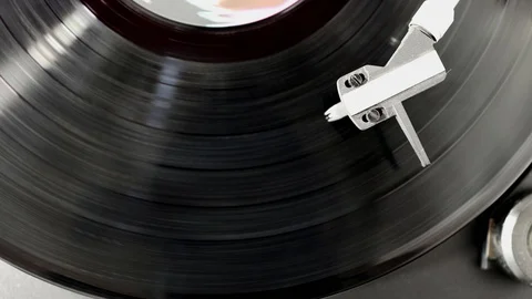 Analog disc player with long-playing disc Stock Footage 103809562