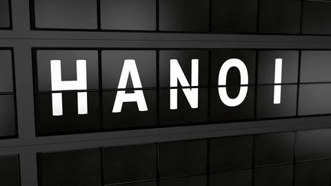 Analog flight information display board with the arrival city of Hanoi, Vietnam Stock Footage 93543785