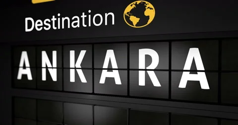 Analog flight information display board with the arrival city of Ankara Stock Footage 146629288