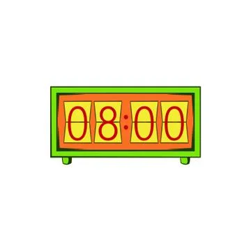 Analog flip clock icon, cartoon style Stock Illustration