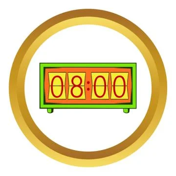 Analog flip clock vector icon, cartoon style Stock Illustration