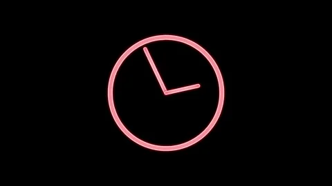 Analog glowing clock animation , 24 hour loop. neon clock , Counting down c.. Stock Footage 303069532