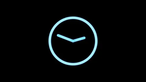 Analog glowing neon wall clock animation on a black background. Stock Footage 303553377