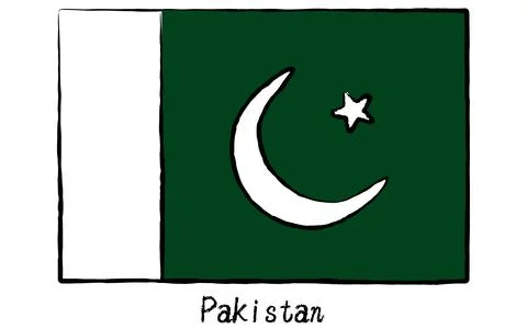 Analog hand-drawn world flag, Pakistan Stock Illustration
