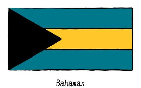 Analog hand-drawn world flag, Bahamas Stock Illustration