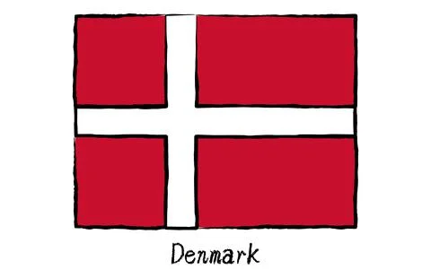 Analog hand-drawn world flag, Denmark Stock Illustration