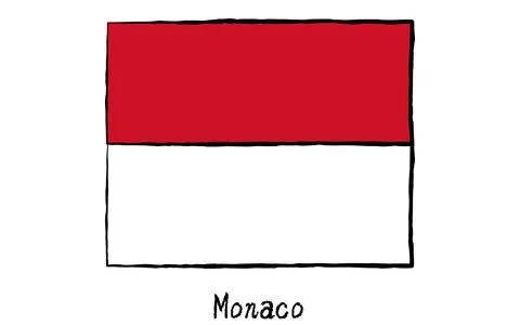 Analog hand-drawn world flag, Monaco Stock Illustration